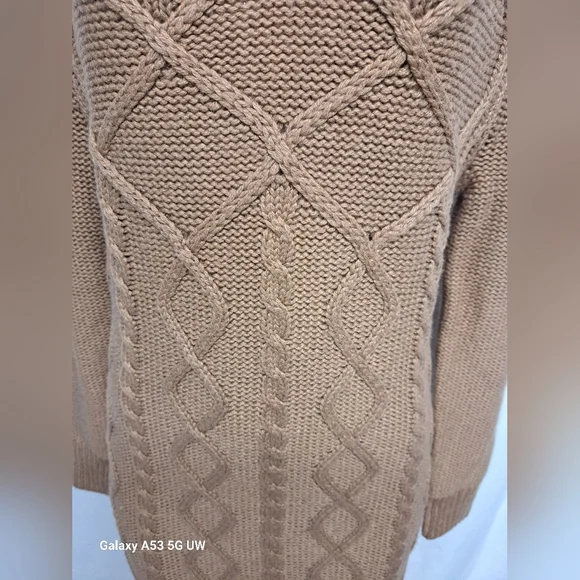 Moda International XL Wool Blend Cable Knit Sweater Dress Turtle Neck - Picture 2 of 6